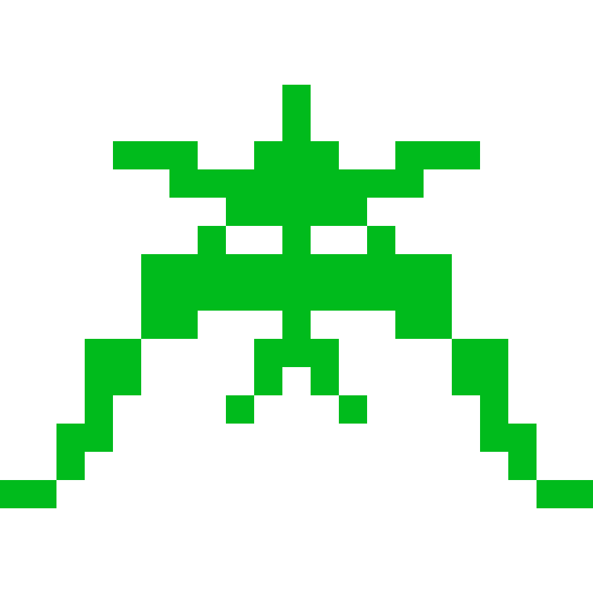 A green space invader generated using my tool