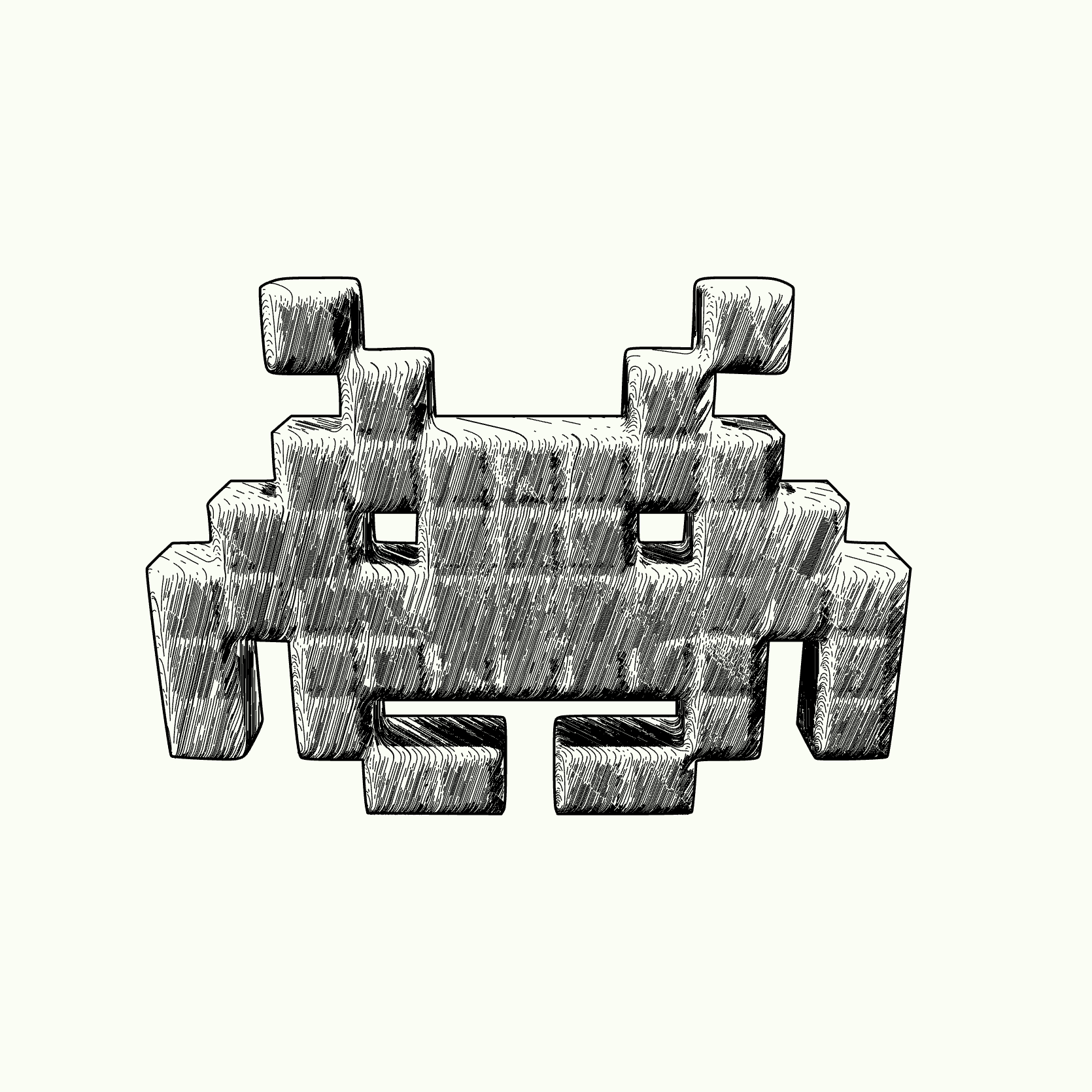 Classic space invader rendered using Rayven