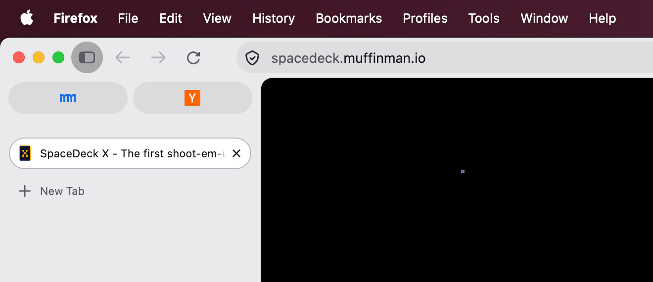Firefox's pinned tabs displayed side by side without titles