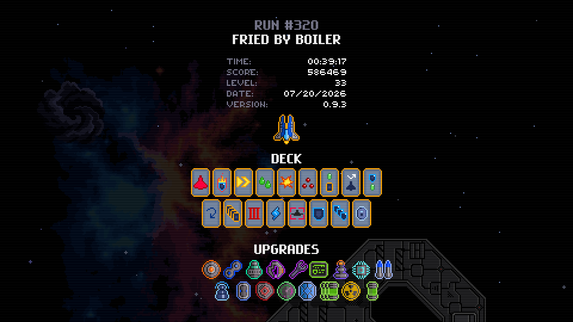 Run stats screen