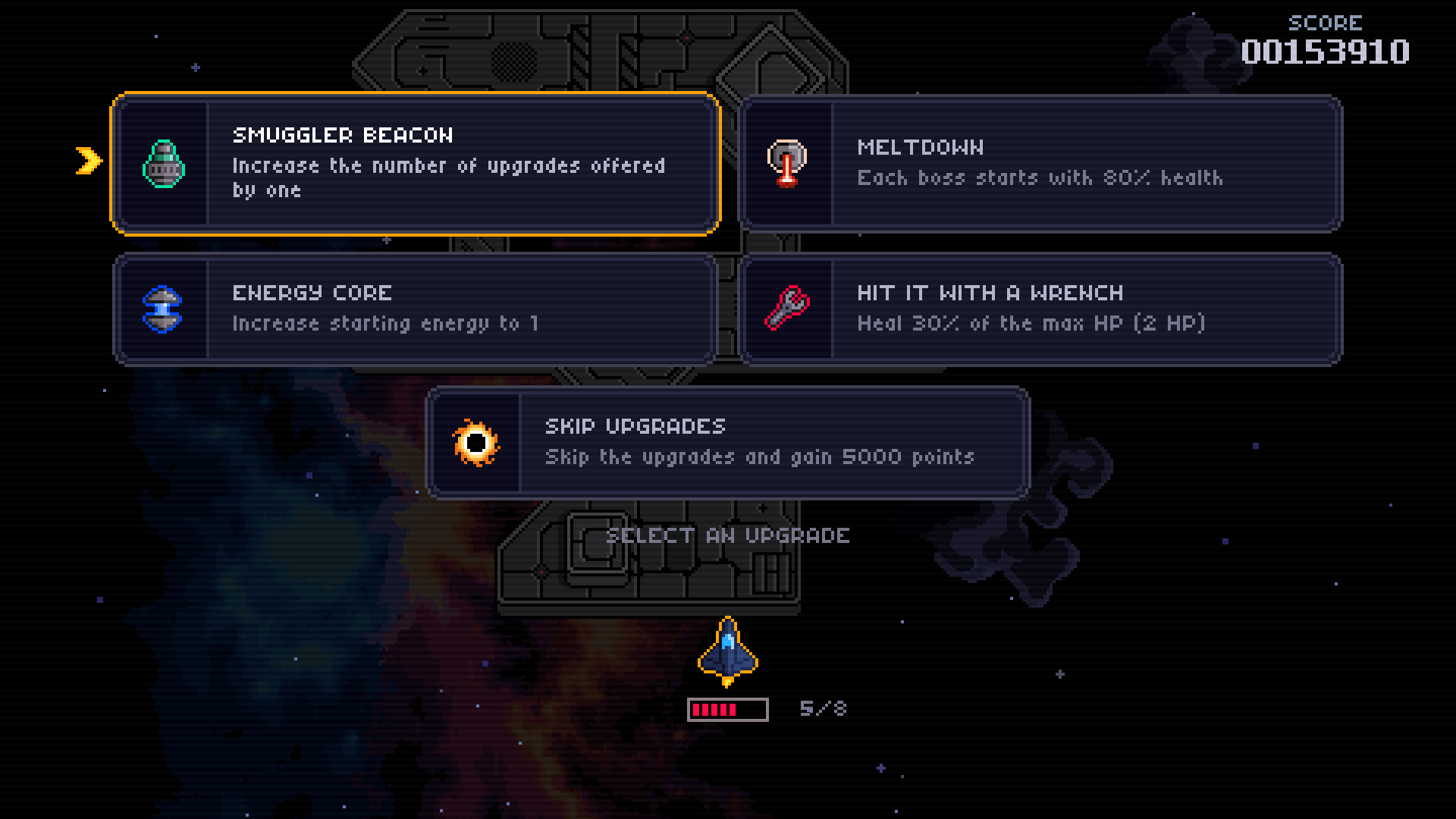 New select an upgrade screen