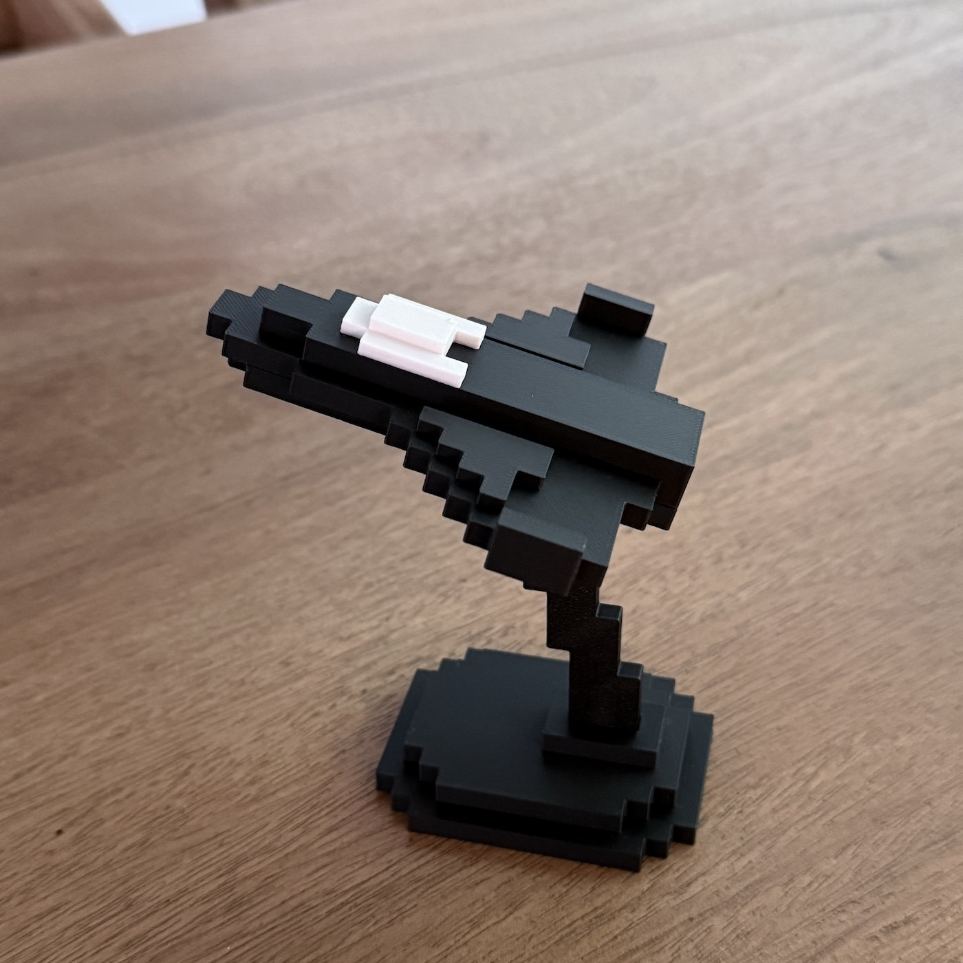 Hi score tournament trophy, 3D printed ship from the game on a stand