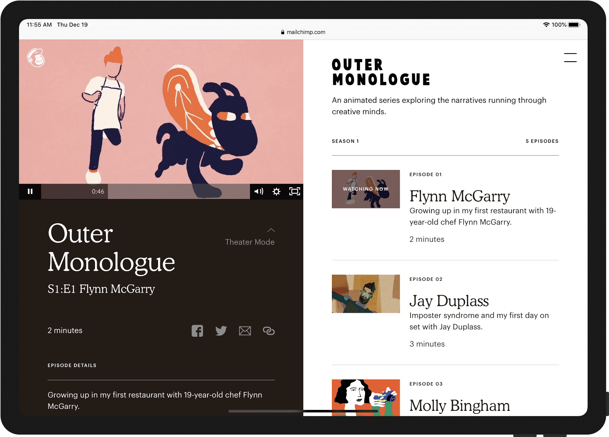 Mailchimp Presents media portal