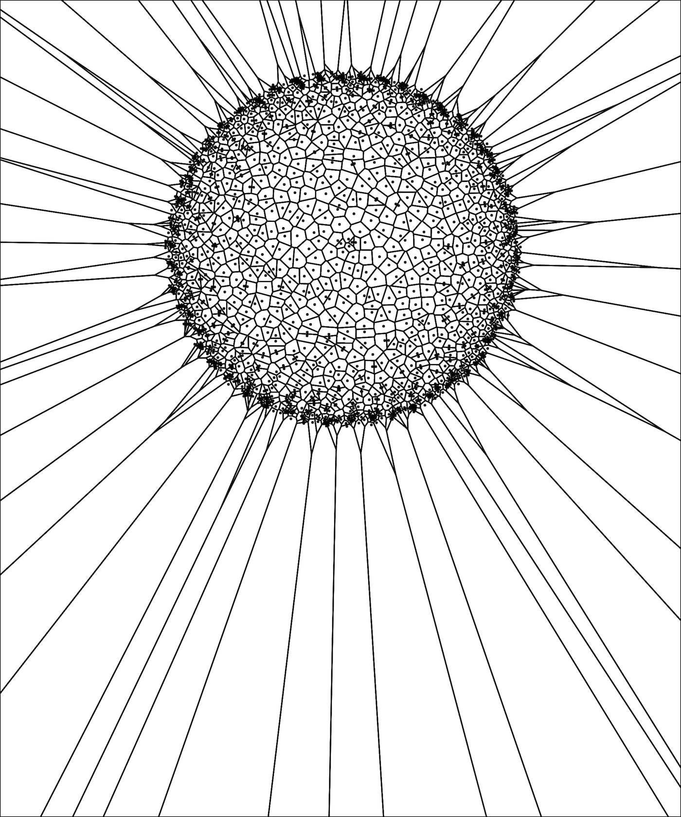 Voronoi diagram with points visible
