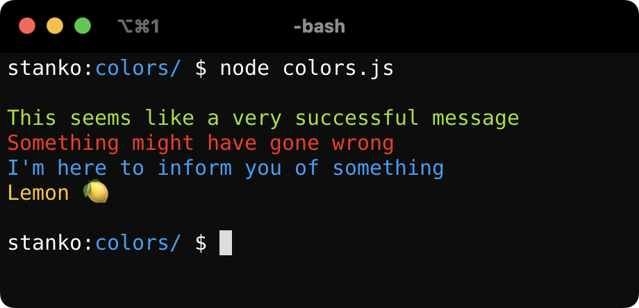 Colorful output strings in terminal