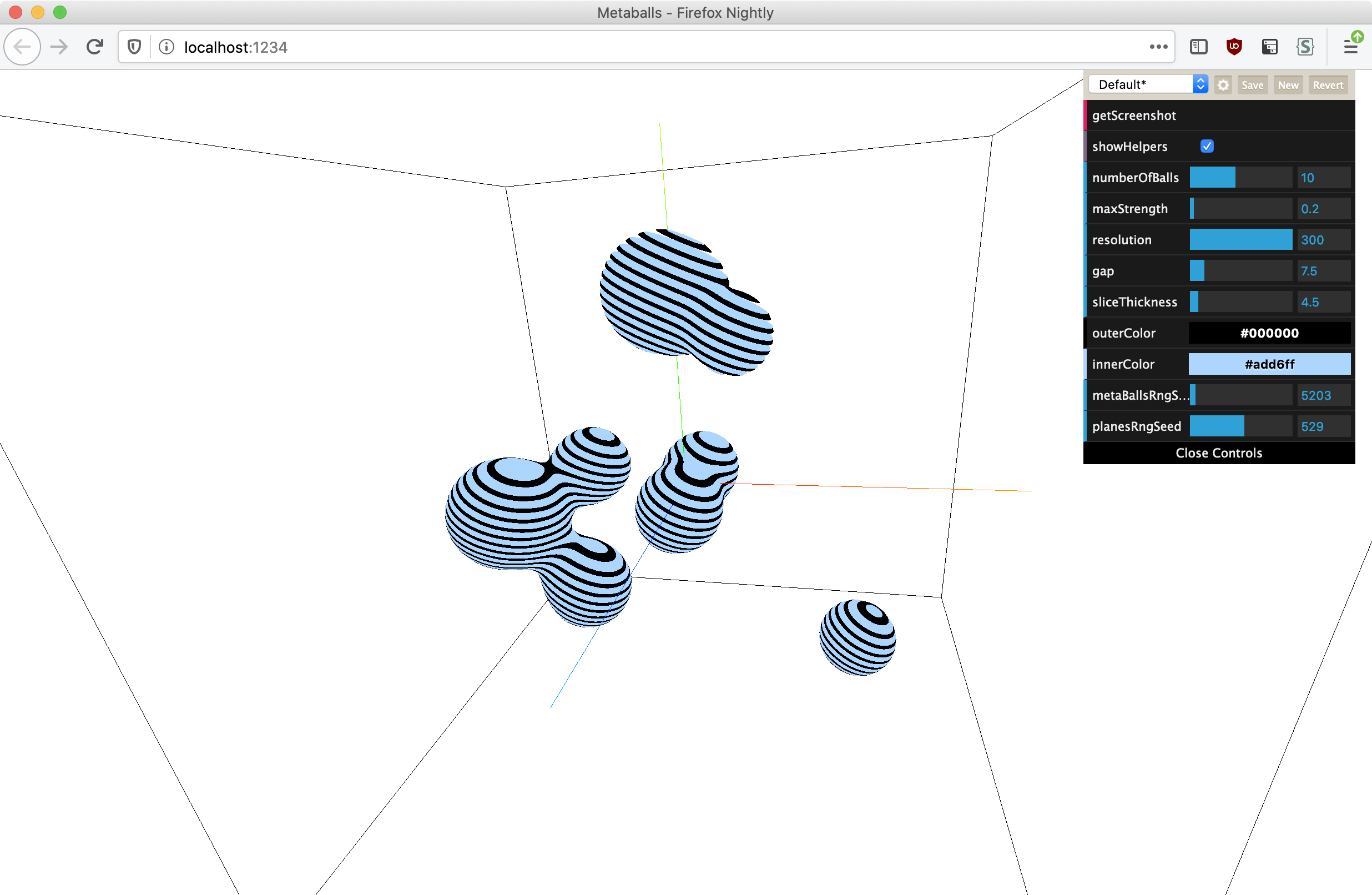 Screenshot of the custom tool I build using three.js