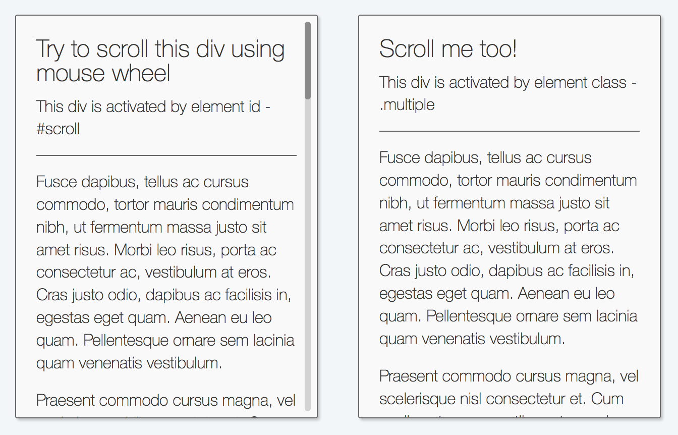 Demo - Custom scroll bars using javascript plugin