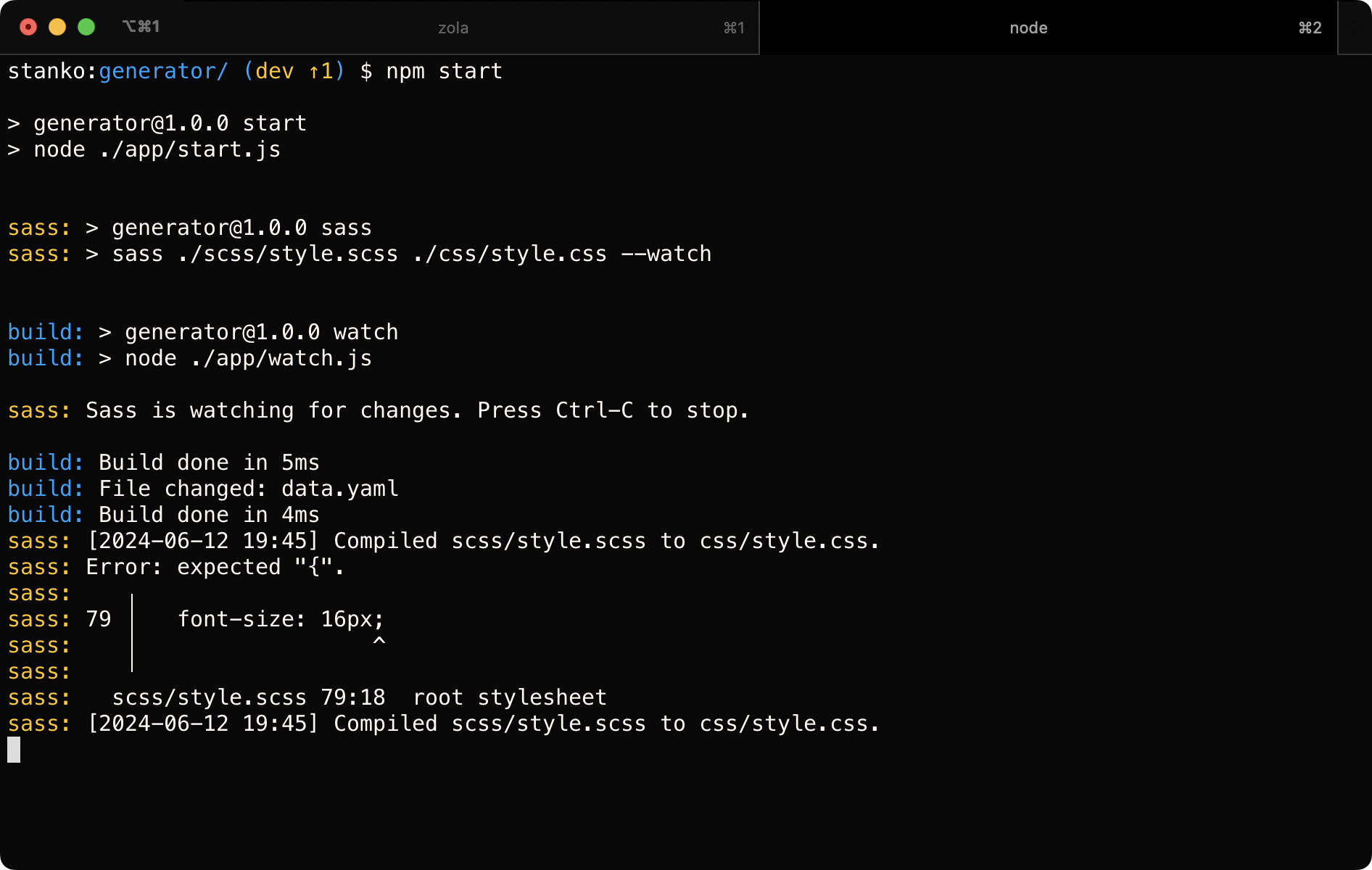 Screenshot of the terminal window showing the script in action